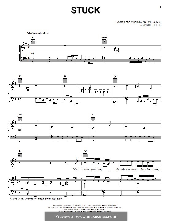 Stuck (Norah Jones): Für Stimme und Klavier (oder Gitarre) by Will Sheff