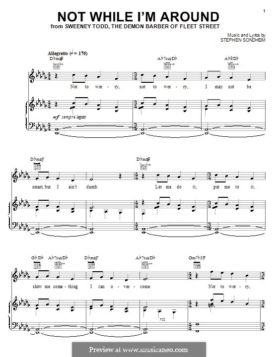 Not While I'm Around (from Sweeney Todd): Für Stimme und Klavier (oder Gitarre) by Stephen Sondheim