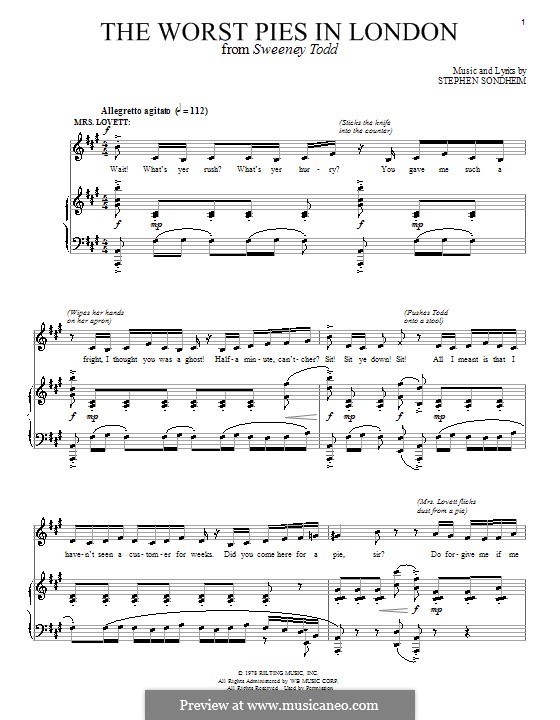 The Worst Pies in London: Für Stimme und Klavier (oder Gitarre) by Stephen Sondheim