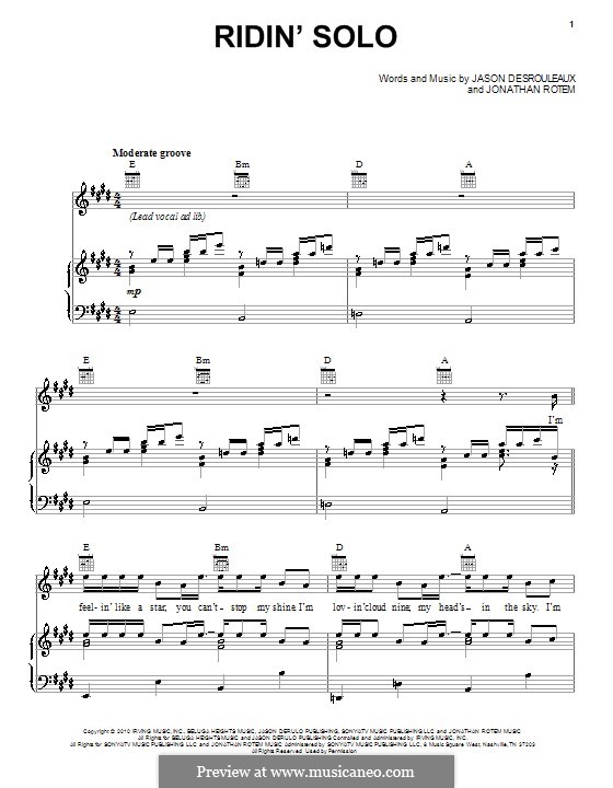 Ridin' Solo (Jason Derülo): Für Stimme und Klavier (oder Gitarre) by Jason Desrouleaux, Jonathan Rotem