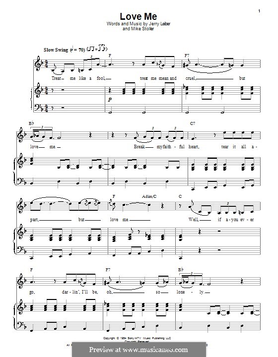 Love Me (Elvis Presley): Für Stimme und Klavier (oder Gitarre) by Jerry Leiber, Mike Stoller