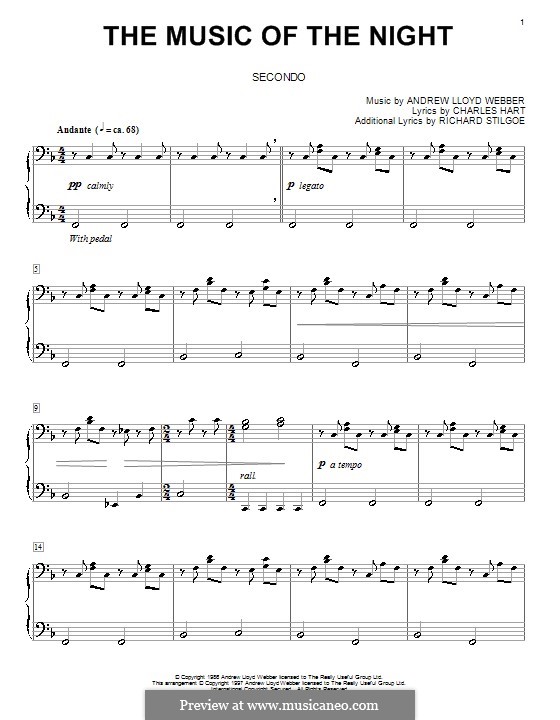 The Music of the Night, instrumental version: Für Klavier, vierhändig by Andrew Lloyd Webber