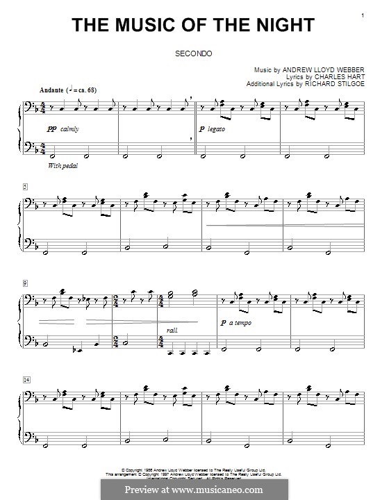 The Music of the Night (instrumental version): Für Klavier, vierhändig by Andrew Lloyd Webber