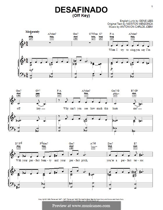 Desafinado (Slightly Out of Tune): Für Stimme und Klavier (oder Gitarre) by Antonio Carlos Jobim
