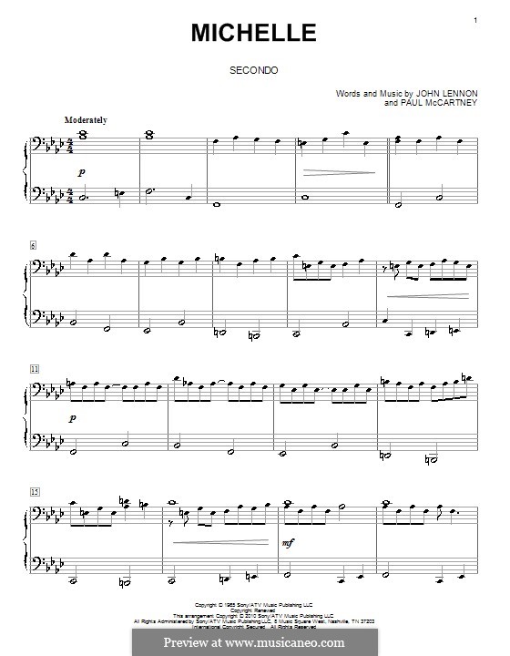 Michelle (The Beatles), for One Instrument: Für Klavier, vierhändig by John Lennon, Paul McCartney