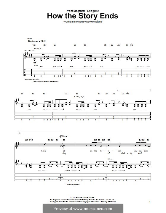 How the Story Ends (Megadeth): Für Gitarre mit Tab by Dave Mustaine