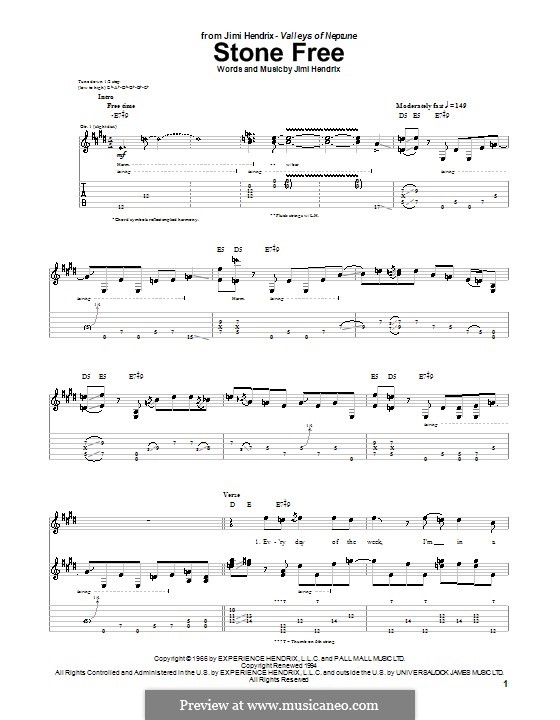 Stone Free: Für Gitarre by Jimi Hendrix