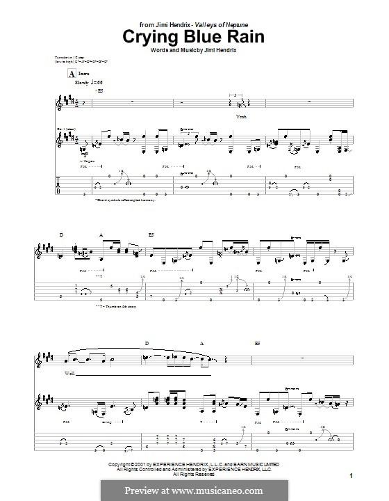 Crying Blue Rain: Für Gitarre mit Tabulatur by Jimi Hendrix