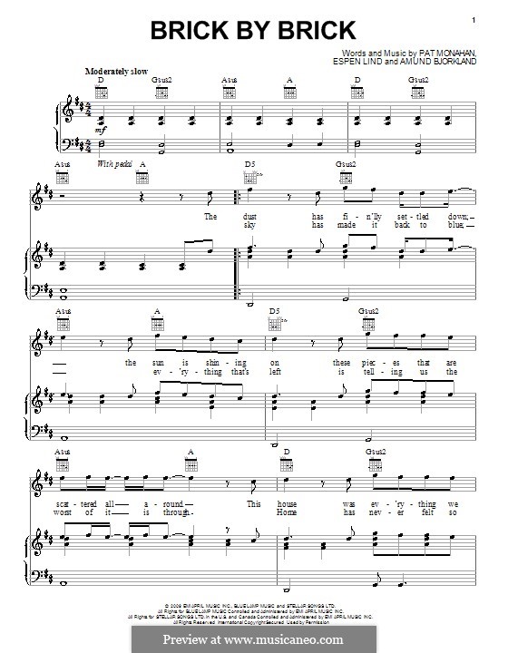 Brick By Brick (Train): Für Stimme und Klavier (oder Gitarre) by Amund Bjorklund, Espen Lind, Patrick Monahan