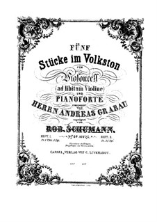 Fünf Stücke im Volkston, Op.102: Partitur by Robert Schumann