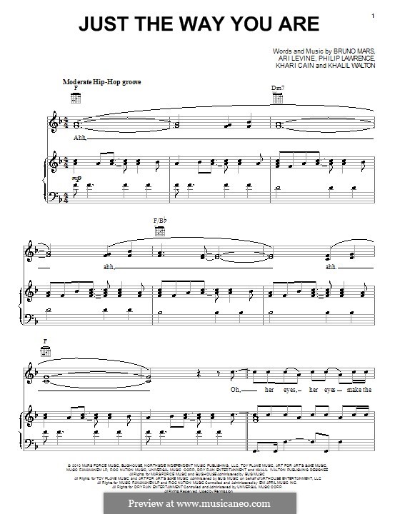 Vocal version: Für Stimme und Klavier (oder Gitarre) by Ari Levine, Khalil Walton, Khari Cain, Bruno Mars, Philip Lawrence