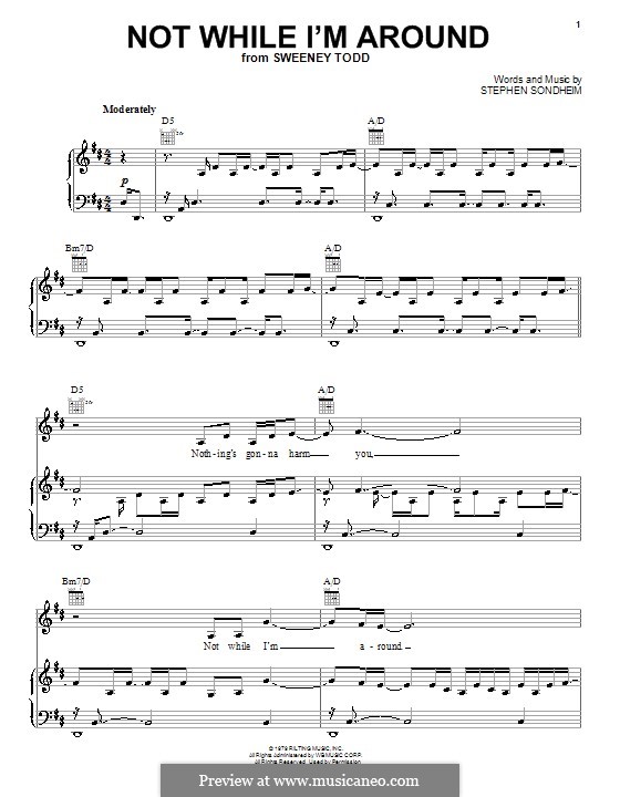 Not While I'm Around (from Sweeney Todd): Für Stimme und Klavier (oder Gitarre) by Stephen Sondheim