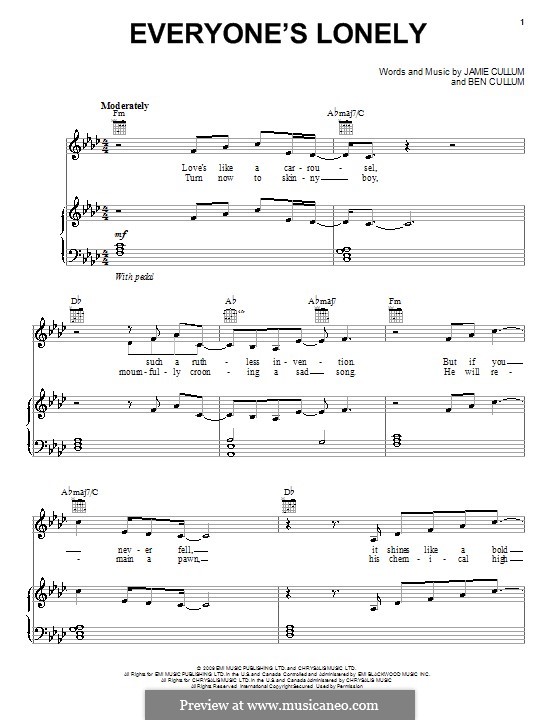 Everyone's Lonely: Für Stimme und Klavier (oder Gitarre) by Ben Cullum