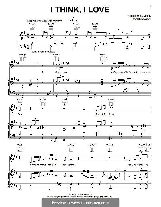 I Think, I Love: Für Stimme und Klavier (oder Gitarre) by Jamie Cullum