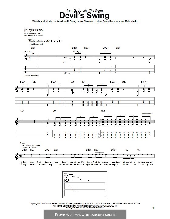 Devil's Swing (Godsmack): Für Gitarre mit Tab by James Shannon Larkin, Rob Merrill, Sully Erna, Tony Rombola