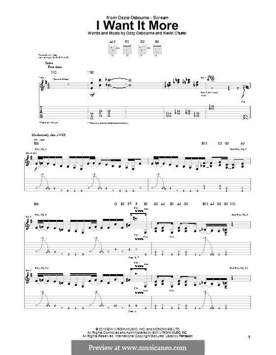 I Want It More (Ozzy Osbourne): Für Gitarre mit Tabulatur by Kevin Churko