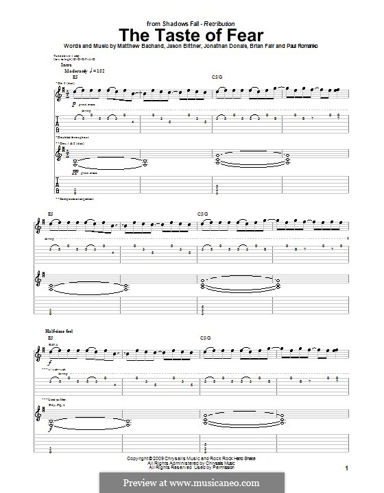 The Taste of Fear (Shadows Fall): Für Gitarre mit Tabulatur by Brian Fair, Jason Bittner, Jonathan Donais, Matthew Bachand, Paul Romanko