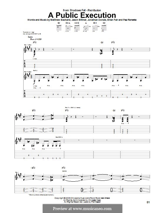 A Public Execution (Shadows Fall): Für Gitarre mit Tabulatur by Brian Fair, Jason Bittner, Jonathan Donais, Matthew Bachand, Paul Romanko