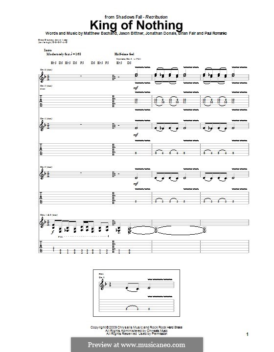 King of Nothing (Shadows Fall): Für Gitarre mit Tabulatur by Brian Fair, Jason Bittner, Jonathan Donais, Matthew Bachand, Paul Romanko