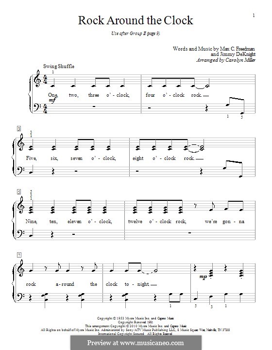 Rock Around the Clock (Bill Haley and His Comets): Für Klavier by Jimmy DeKnight, Max C. Freedman