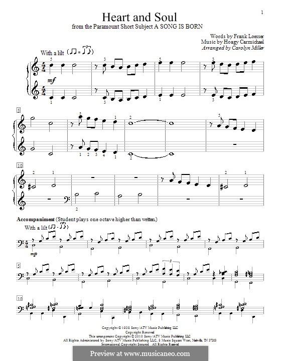 Heart and Soul: Für Klavier by Hoagy Carmichael