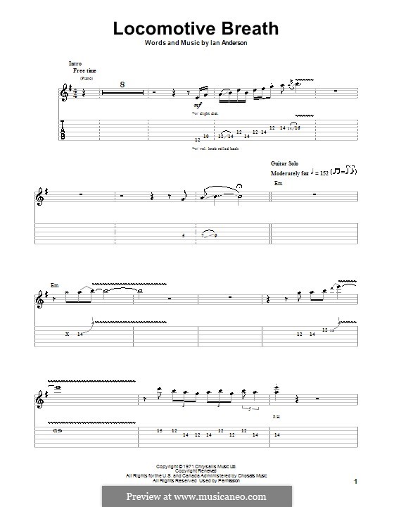 Locomotive Breath (Jethro Tull): Für Gitarre mit Tab by Ian Anderson