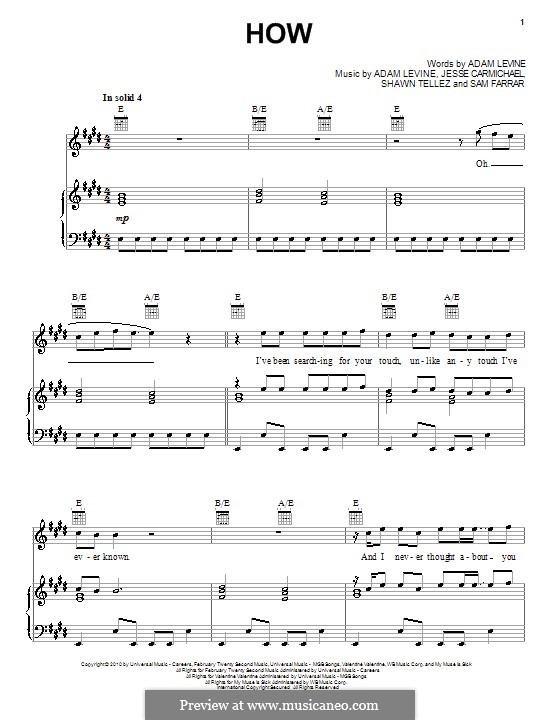 How (Maroon 5): Für Stimme und Klavier (oder Gitarre) by Adam Levine, Jesse Carmichael, Sam Farrar, Shawn Tellez