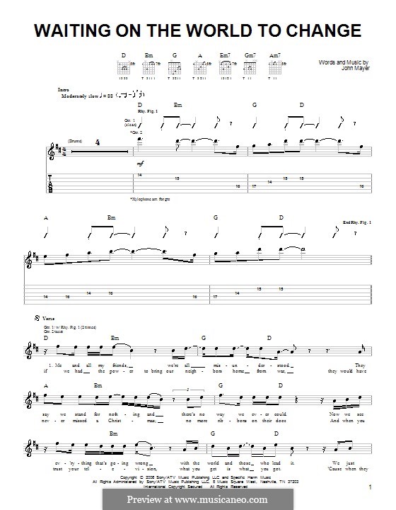 Waiting on the World to Change: Für Gitarre (Sehr leichte Fassung) by John Mayer