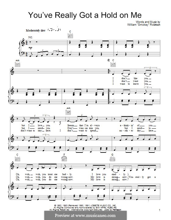You've Really Got a Hold on Me: Für Stimme und Klavier (oder Gitarre) by Smokey Robinson