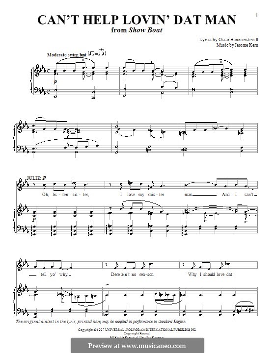 Can't Help Lovin' Dat Man (from Show Boat): Für Stimme mit Klavier oder Gitarre by Jerome Kern
