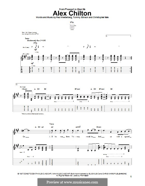 Alex Chilton (The Replacements): Für Gitarre mit Tabulatur by Christopher Mars, Tommy Stinson