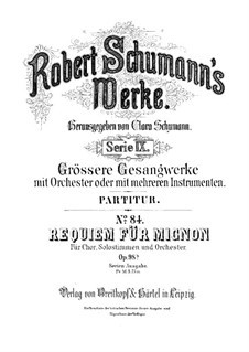 Requiem für Mignon, Op.98b: Vollpartitur by Robert Schumann