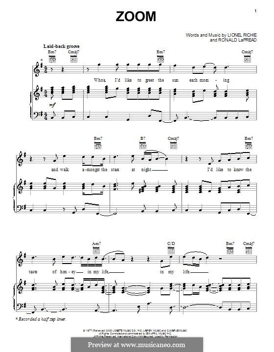Zoom (The Commodores): Für Stimme und Klavier (oder Gitarre) by Ronald LaPread