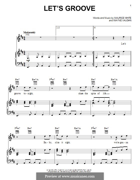 Let's Groove (Earth, Wind & Fire): Für Stimme und Klavier (oder Gitarre) by Maurice White, Wayne Vaughn