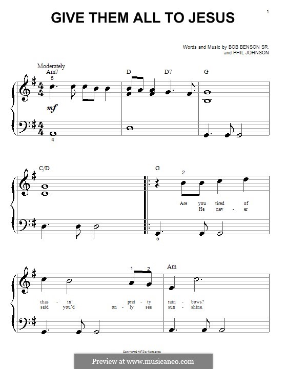 Give Them All to Jesus: Für Klavier (sehr leichte Fassung) by Phil Johnson