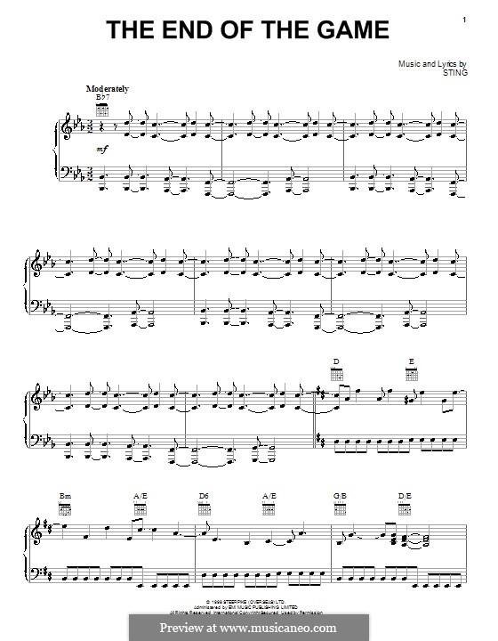 The End of the Game: Für Stimme und Klavier (oder Gitarre) by Sting