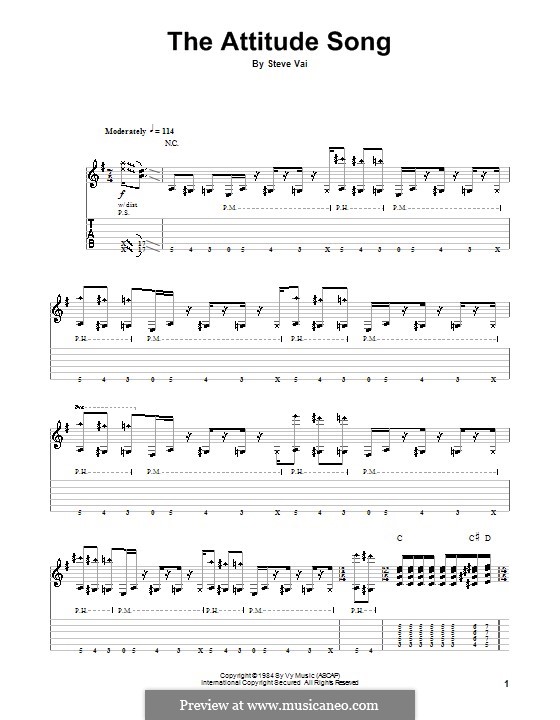 The Attitude Song: Für Gitarre mit Tabulatur by Steve Vai