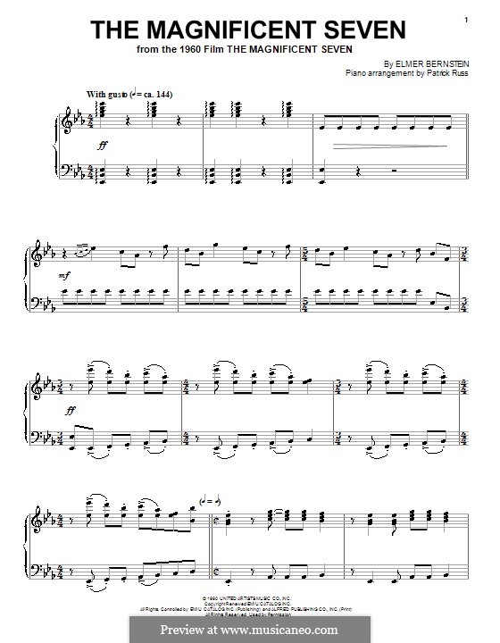 The Magnificent Seven: Für Klavier by Elmer Bernstein