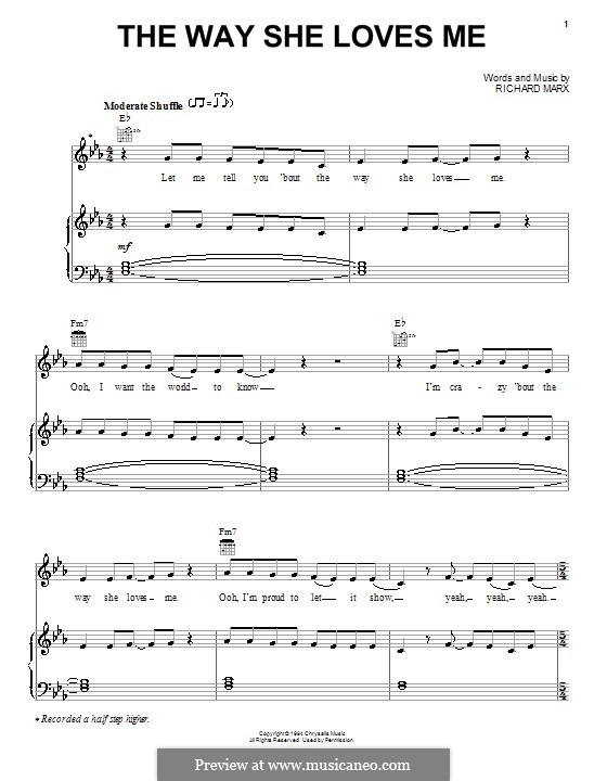 The Way She Loves Me: Für Stimme und Klavier (oder Gitarre) by Richard Marx