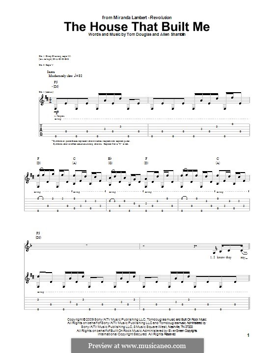 The House That Built Me (Miranda Lambert): Für Gitarre mit Tabulatur by Allen Shamblin, Tom Douglas