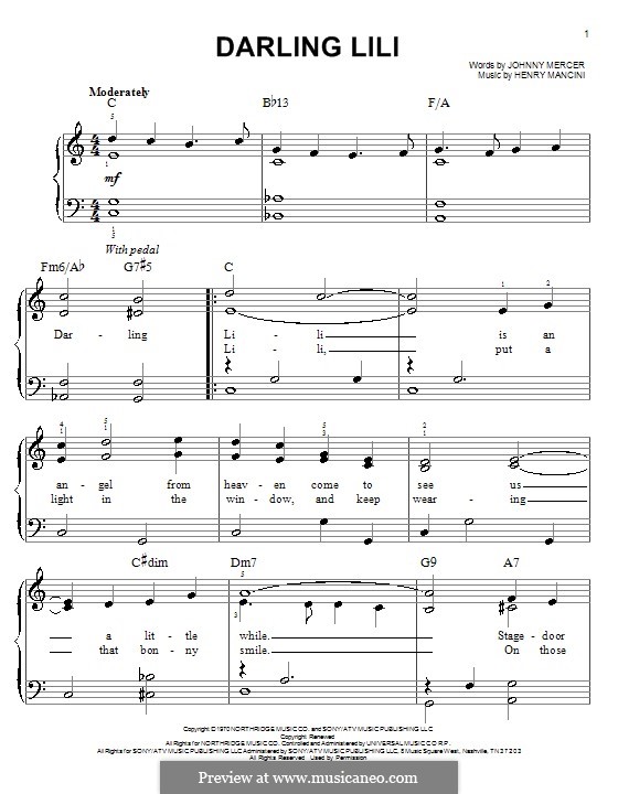 Darling Lili: Für Klavier, leicht by Henry Mancini