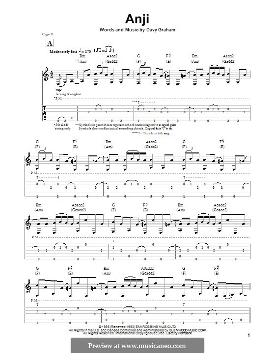 Anji: Für Gitarre by Paul Simon