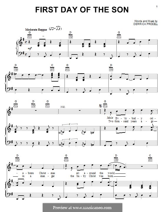 First Day of the Son: Für Stimme und Klavier (oder Gitarre) by Derrick Procell