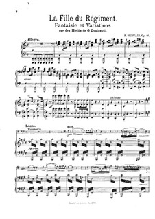 Fantasie und Variationen über 'Die Regimentstochter' von Donizetti, Op.16: Für Cello und Klavier by Adrien-François Servais