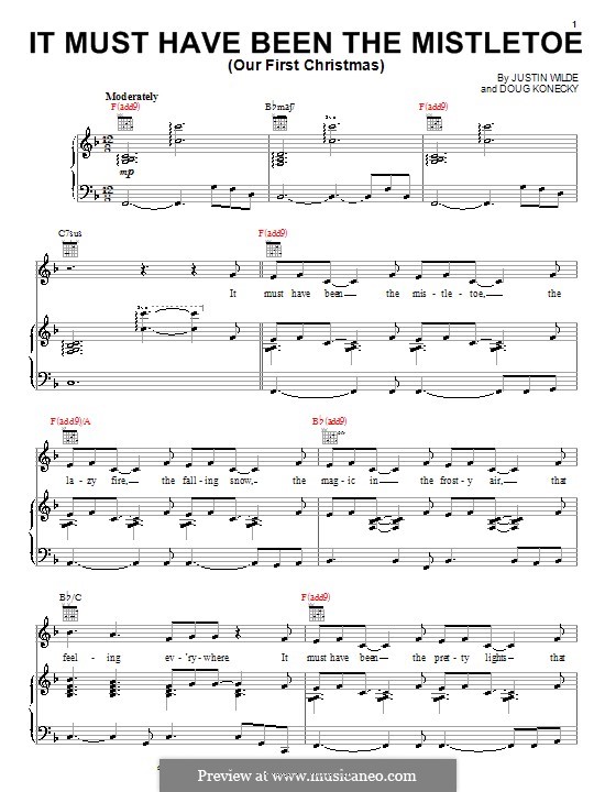 It Must Have Been the Mistletoe (Our First Christmas): Für Stimme mit Klavier oder Gitarre (Barbara Mandrell) by Doug Konecky, Justin Wilde