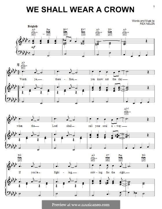 We Shall Wear a Crown: Für Stimme und Klavier (oder Gitarre) by Rex Nelon