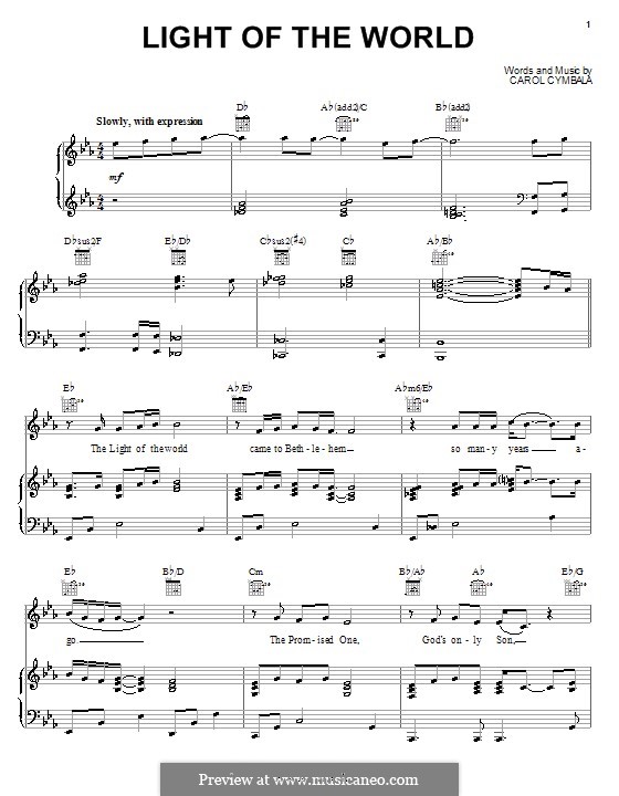 Light of the World: Für Stimme und Klavier (oder Gitarre) by Carol Cymbala