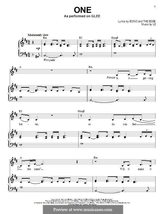One: Für Stimme und Klavier by U2, Adam Clayton, David Evans, Larry Mullen Jr., Paul Hewson