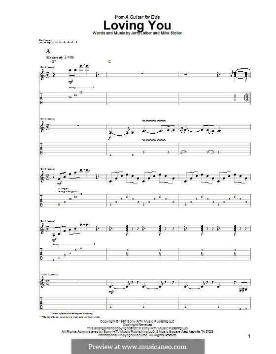 Loving You (Elvis Presley): Für Gitarre mit Tabulatur by Jerry Leiber, Mike Stoller