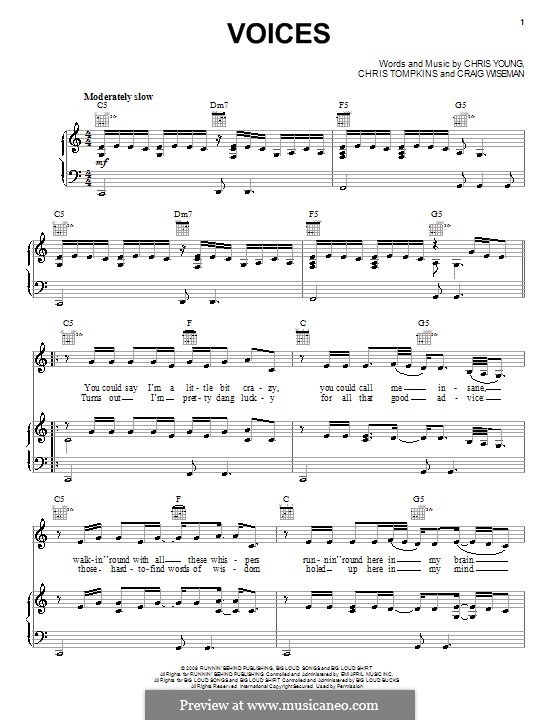 Voices (Chris Young): Für Stimme mit Klavier oder Gitarre by Chris Tompkins, Craig Wiseman